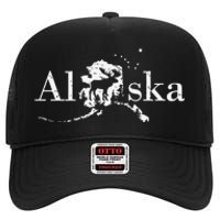 Alaska Map State High Crown Mesh Back Trucker Hat