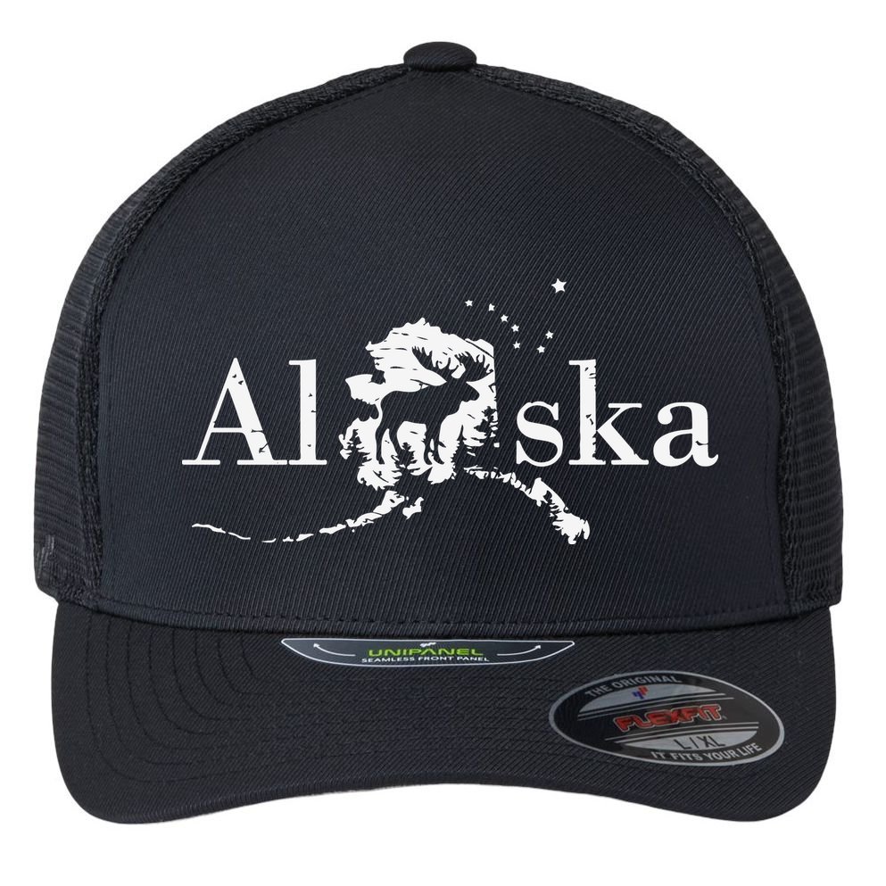 Alaska Map State Flexfit Unipanel Trucker Cap