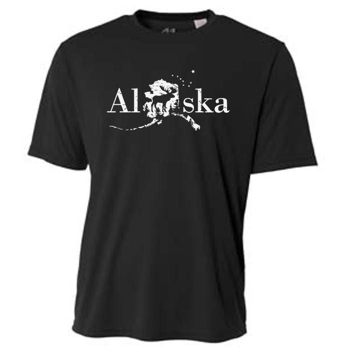 Alaska Map State Cooling Performance Crew T-Shirt