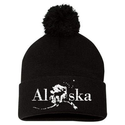 Alaska Map State Pom Pom 12in Knit Beanie