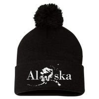 Alaska Map State Pom Pom 12in Knit Beanie