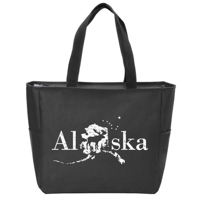 Alaska Map State Zip Tote Bag