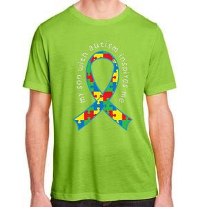 Autism Mom Son Puzzle Ribbon Awareness Tee Adult ChromaSoft Performance T-Shirt