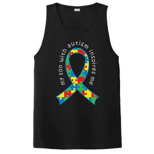 Autism Mom Son Puzzle Ribbon Awareness Tee PosiCharge Competitor Tank