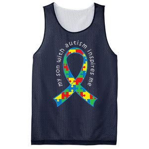 Autism Mom Son Puzzle Ribbon Awareness Tee Mesh Reversible Basketball Jersey Tank