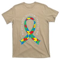 Autism Mom Son Puzzle Ribbon Awareness Tee T-Shirt