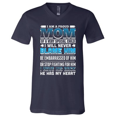 Autism Mom Special Son V-Neck T-Shirt