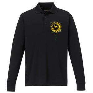 Akita Mom Sunflower Akita Inu Lover Gifts Dog Mom Mama Performance Long Sleeve Polo