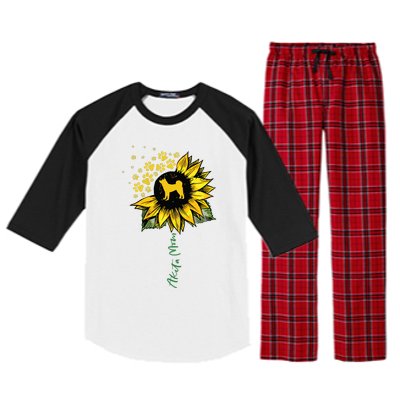 Akita Mom Sunflower Akita Inu Lover Gifts Dog Mom Mama Raglan Sleeve Pajama Set