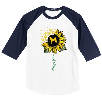 Akita Mom Sunflower Akita Inu Lover Gifts Dog Mom Mama Baseball Sleeve Shirt