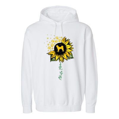 Akita Mom Sunflower Akita Inu Lover Gifts Dog Mom Mama Garment-Dyed Fleece Hoodie