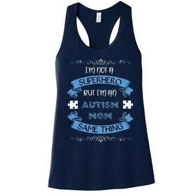 Autism Mom Superhero Autism Awareness Month Women's Racerback Tank