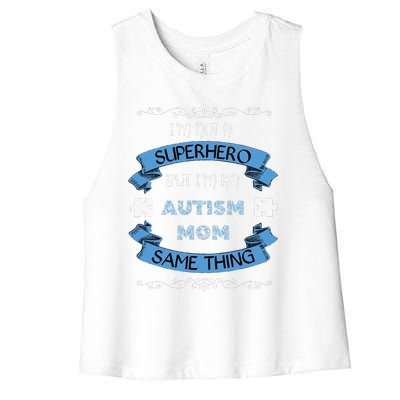 Autism Mom Superhero Autism Awareness Month Women's Racerback Cropped Tank