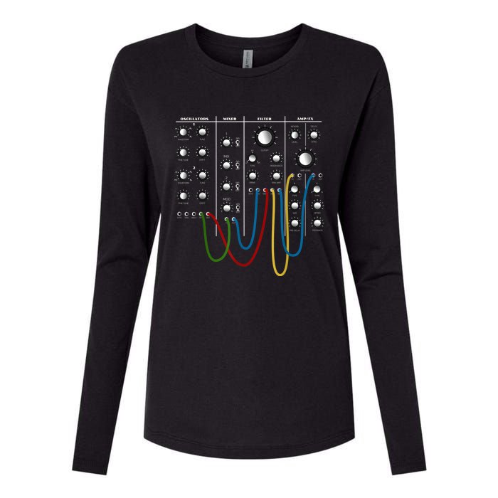 Analog Modular Synthesizer Panel Electronic Musician Womens Cotton Relaxed Long Sleeve T-Shirt