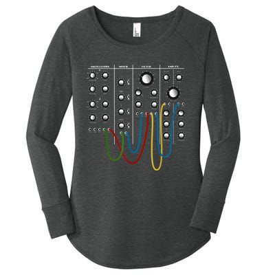 Analog Modular Synthesizer Panel Electronic Musician Women's Perfect Tri Tunic Long Sleeve Shirt