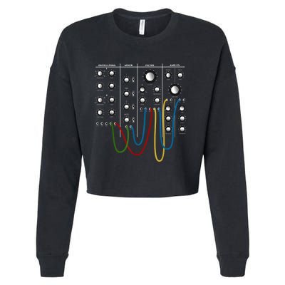 Analog Modular Synthesizer Panel Electronic Musician Cropped Pullover Crew