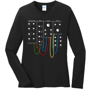 Analog Modular Synthesizer Panel Electronic Musician Ladies Long Sleeve Shirt