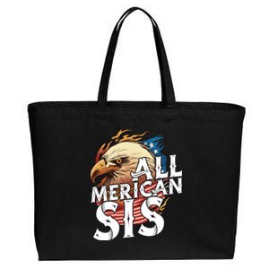 All Merican Sis 4th Of July Eagle Usa Flag American Sister Gift Cotton Canvas Jumbo Tote