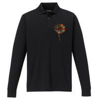 Aussie Mom Sunflower Vintage Australian Shepherd Dog Mama Performance Long Sleeve Polo