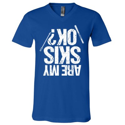 Are My Ski Ok? Skiing Snow Mountain Winter Gift V-Neck T-Shirt