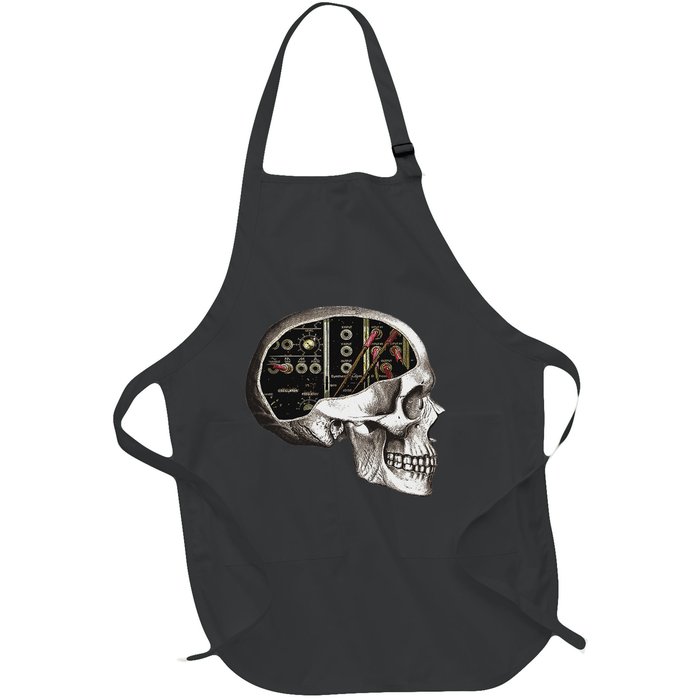 Analog Modular Synthesizer Skull For Synth Nerd Full-Length Apron With Pockets