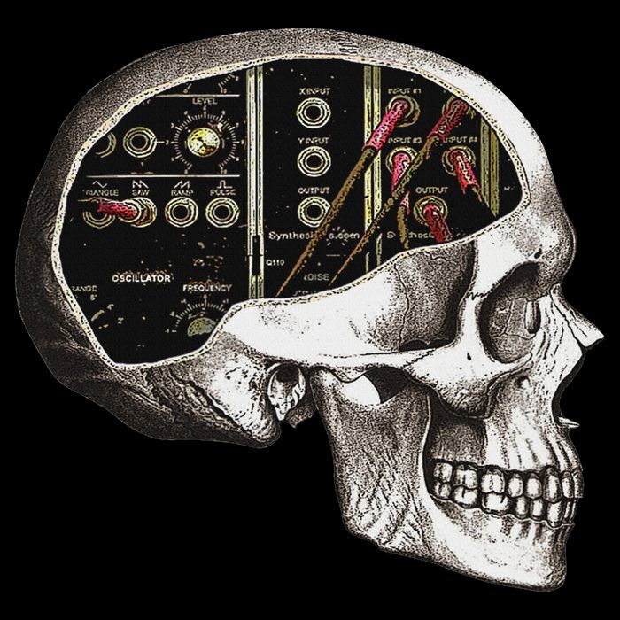 Analog Modular Synthesizer Skull For Synth Nerd Full-Length Apron With Pockets