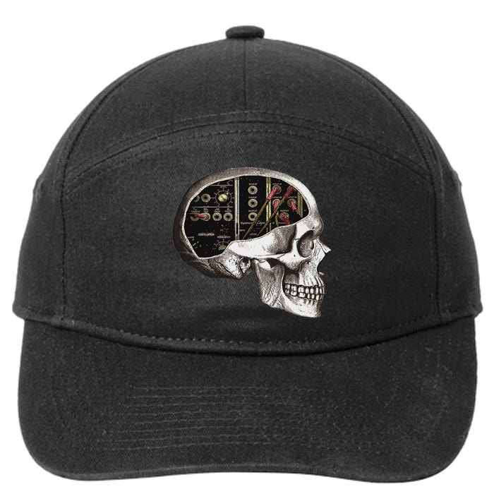 Analog Modular Synthesizer Skull For Synth Nerd 7-Panel Snapback Hat
