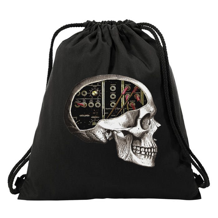 Analog Modular Synthesizer Skull For Synth Nerd Drawstring Bag