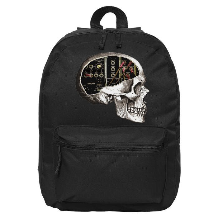 Analog Modular Synthesizer Skull For Synth Nerd 16 in Basic Backpack