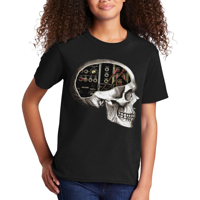 Analog Modular Synthesizer Skull For Synth Nerd Kids T-Shirt