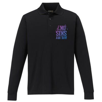 Are My Ski Ok? Skiing Snow Mountain Winter Great Gift Performance Long Sleeve Polo