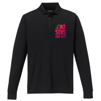 Are My Ski Ok? Skiing Snow Mountain Winter Great Gift Performance Long Sleeve Polo