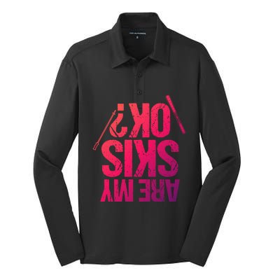 Are My Ski Ok? Skiing Snow Mountain Winter Great Gift Silk Touch Performance Long Sleeve Polo