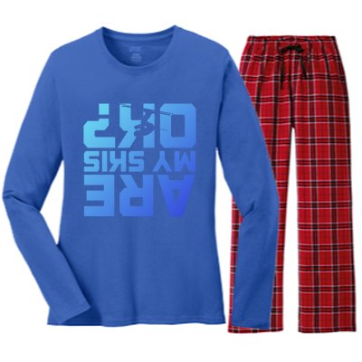 Are My Skis Ok Funny Skiing For Skier Ski Gift Women's Long Sleeve Flannel Pajama Set 