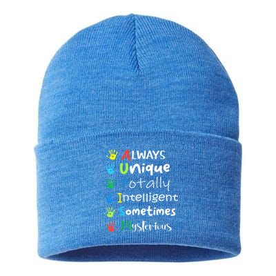 Autism Mom Shirt Autism Awareness Shirt Autistic Boys Girls Sustainable Knit Beanie