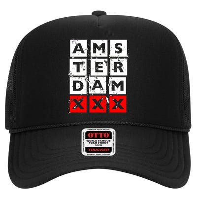 Amsterdam Red Light District High Crown Mesh Back Trucker Hat