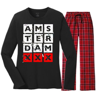 Amsterdam Red Light District Women's Long Sleeve Flannel Pajama Set 