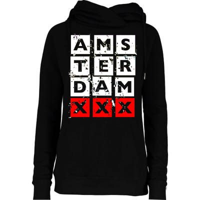 Amsterdam Red Light District Womens Funnel Neck Pullover Hood