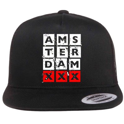 Amsterdam Red Light District Flat Bill Trucker Hat