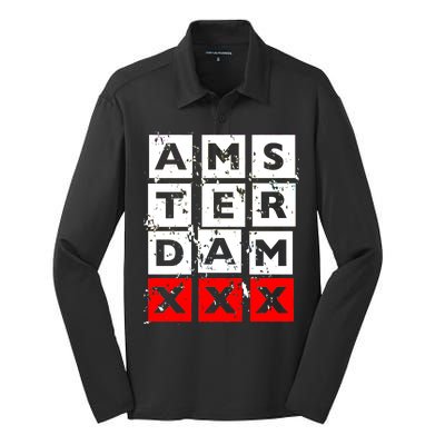 Amsterdam Red Light District Silk Touch Performance Long Sleeve Polo