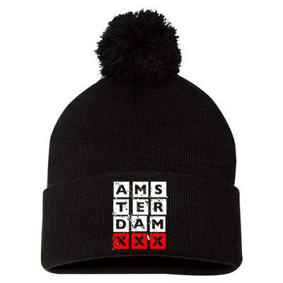 Amsterdam Red Light District Pom Pom 12in Knit Beanie