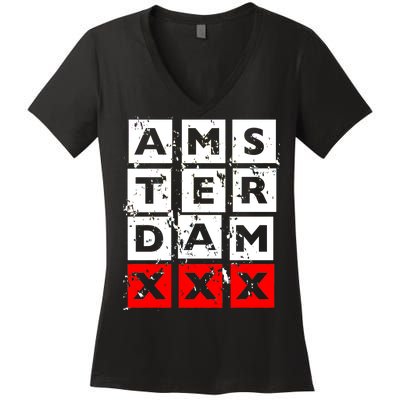 Amsterdam Red Light District Women's V-Neck T-Shirt