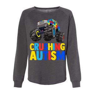 Austim Monster Truck Crushing Autism Awareness Gift Womens California Wash Sweatshirt