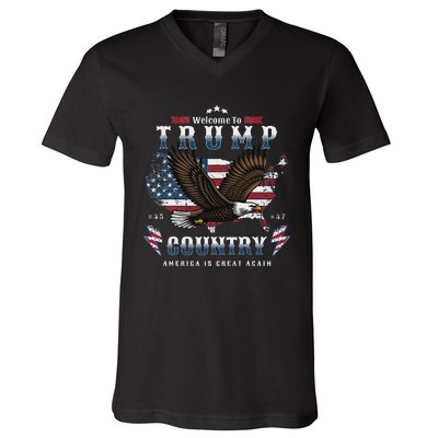 American Made Trump Merchandise Flag Trump 45 47 Trump 2025 V-Neck T-Shirt