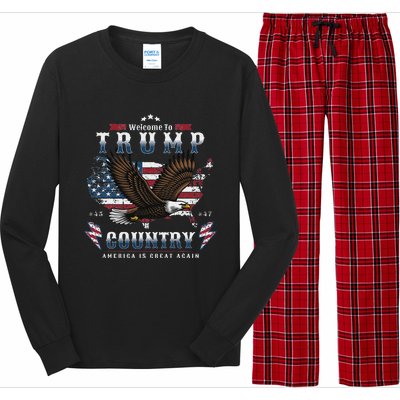 American Made Trump Merchandise Flag Trump 45 47 Trump 2025 Long Sleeve Pajama Set