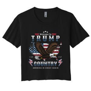 American Made Trump Merchandise Flag Trump 45 47 Trump 2025 Women's Crop Top Tee