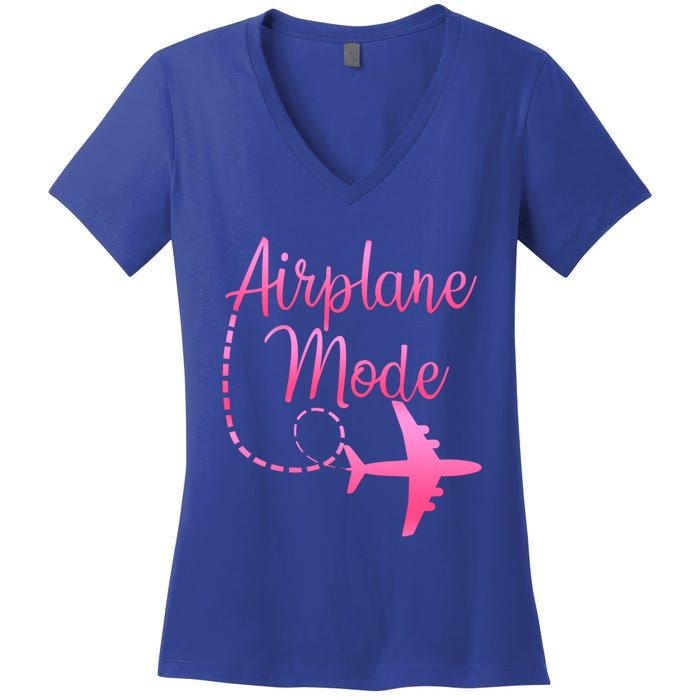 Airplane Mode Traveling Vacation And Meaningful Gift Women's V-Neck T-Shirt