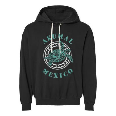 Akumal Mexico Tribal Tattoo Sea Turtle Garment-Dyed Fleece Hoodie