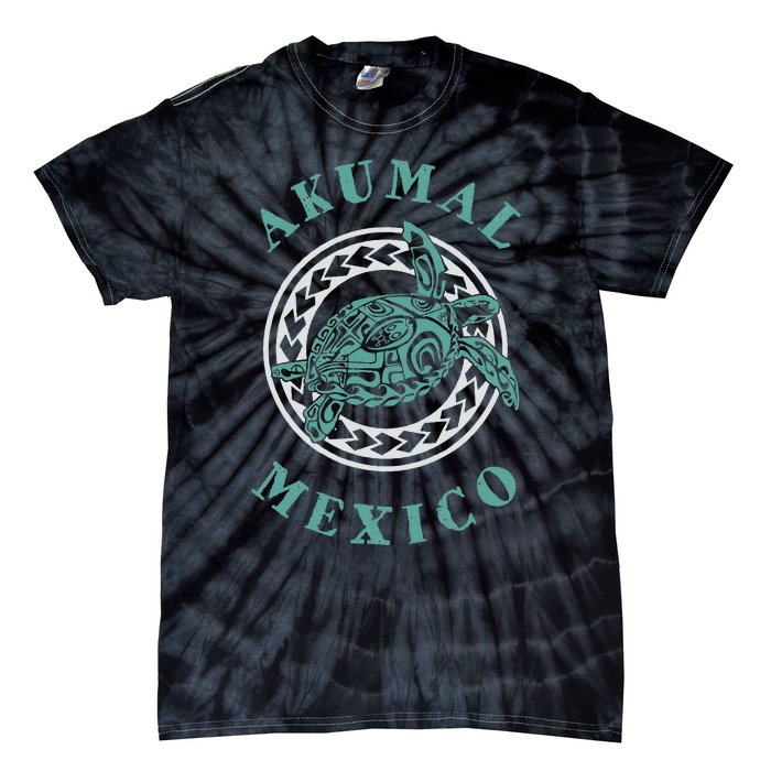 Akumal Mexico Tribal Tattoo Sea Turtle Tie-Dye T-Shirt