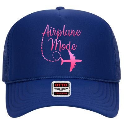 Airplane Mode Traveling Vacation And Gift High Crown Mesh Back Trucker Hat